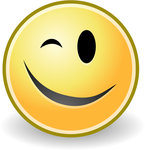 Vector de dibujo de guiÃ±o sonriente emoticono