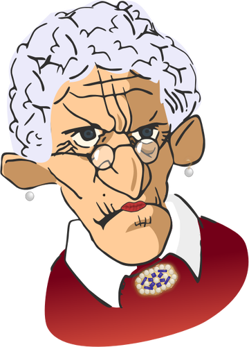 Vektor illustration av grinig gammal kvinna