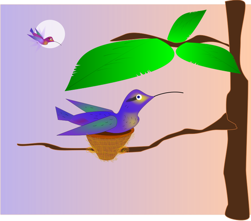 Clipart niebieskiego ptaka w gniazdo na drzewie
