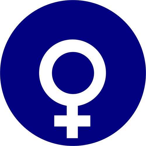 Vektorgrafikk utklipp av kjÃ¸nn symbol for kvinner pÃ¥ blÃ¥ bakgrunn