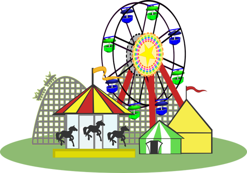 Vektor-Grafiken des Zirkus mit Einrichtungen fÃ¼r Kinder