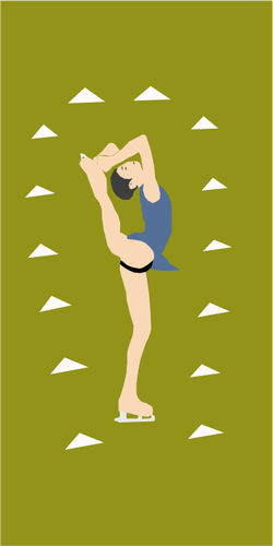 Vector illustraties van schaatsen girl in rok op groene achtergrond