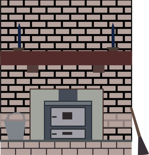Coal stove in a fireplace vector drawing