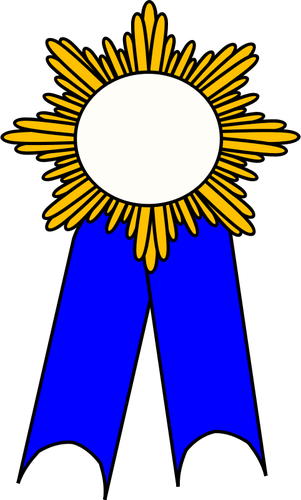 Vektorgrafikk av golden medaljong med blÃ¥tt bÃ¥nd