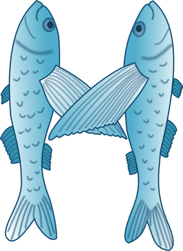 Blaue und weiÃŸe Vektor-Illustration von zwei Fische