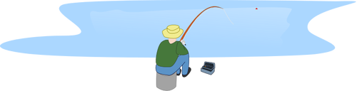 Pescador pesca por uma imagem de vetor de Lago