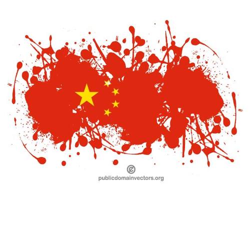 Bandera China en forma de salpicaduras de tinta
