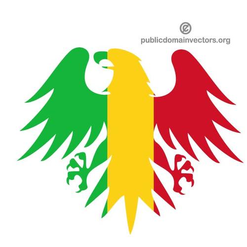 Heraldisk Ã¸rn med Malis flagg