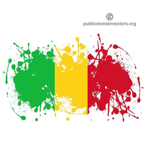 Schizzi di inchiostro nei colori della bandiera del Mali