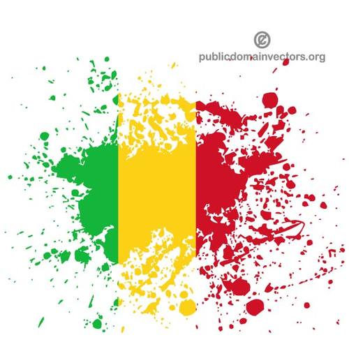Flagge der Republik Mali in Tinte Spritzer Form