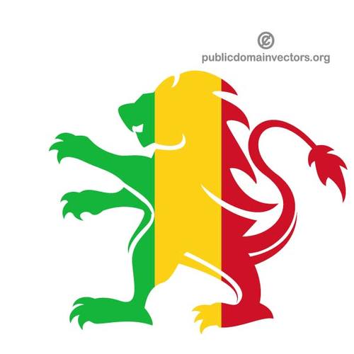 Lion silhouet in de kleuren van de vlag van Mali