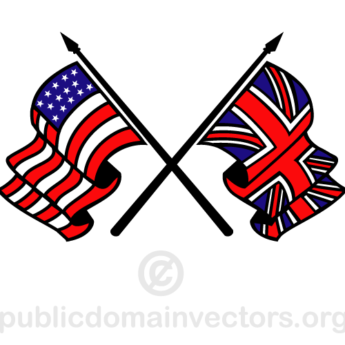 Waving steaguri vector de Marea Britanie ÅŸi Statele Unite ale Americii