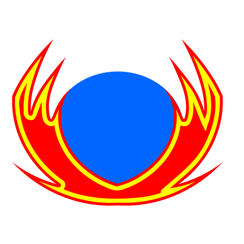 Vector illustraties van vlammen rond blauwe Zonneteken