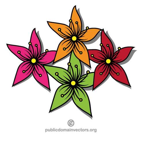 Coloridas flores con cinco pÃ©talos
