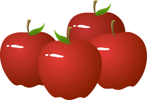 Illustration vectorielle de quatre pommes brillants