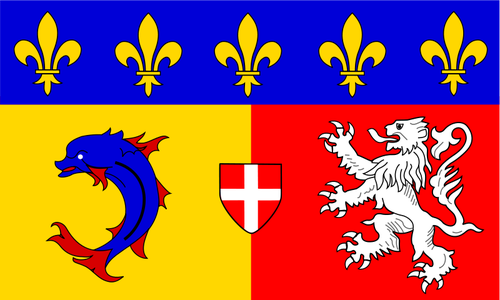 Bandera de la regiÃ³n de RhÃ´ne-Alpes vector illustration
