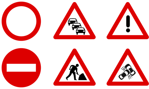 Traffic signs icons vector graphics