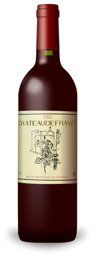 Desenho vetorial de garrafa de vinho vermelho Bordeaux