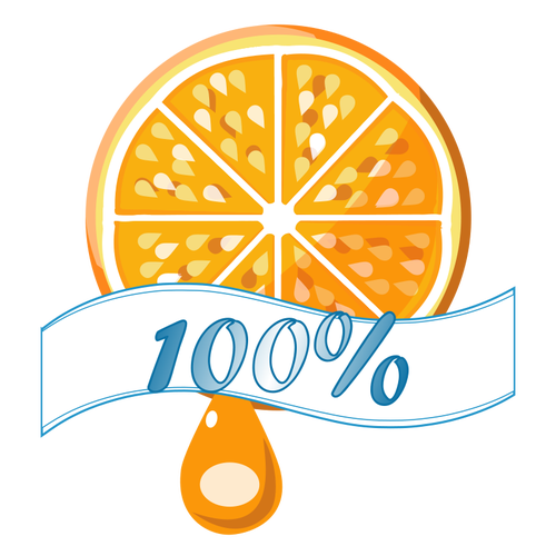 100% oranje vector etiket