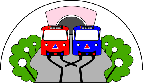Treno rosso e blu
