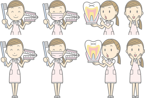 Imagem de banda desenhada de instrutor de higiene dental