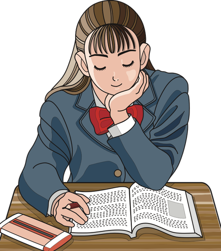 Schoolgirl studying