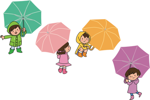 CrianÃ§as com imagem de guarda-chuvas