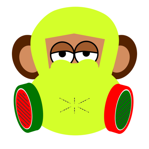 Opice s plynovou masku