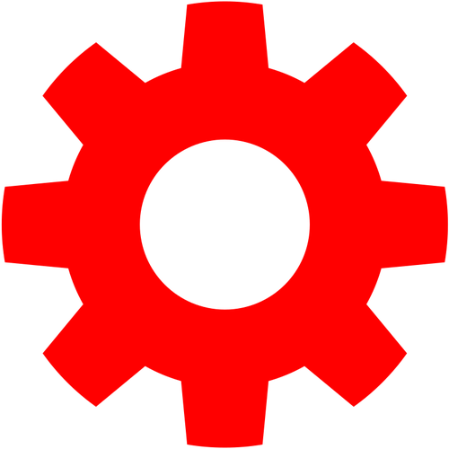 Rote Zahnrad-Symbol