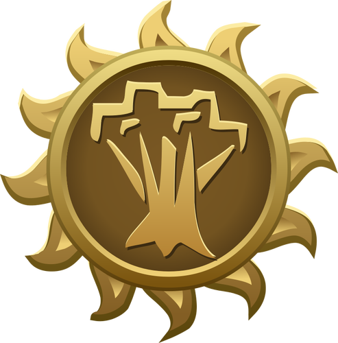 Spriggan sol em forma de emblema vetor clip-art