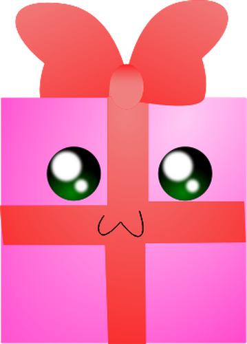 Ilustrasi vektor kotak hadiah pink humanoid