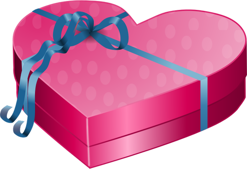 Caja de regalo rosa de dÃ­a de San ValentÃ­n con cinta azul prediseÃ±adas de vector