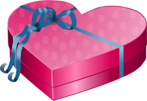 BoÃ®te de cadeau rose de Saint Valentin avec ruban bleu image clipart vectoriel
