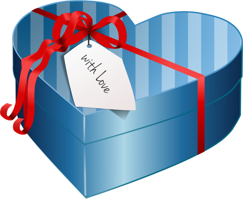 Vector afbeelding van blauwe hartvormige doos van de gift