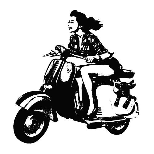 Garota em grÃ¡ficos vetoriais de scooter