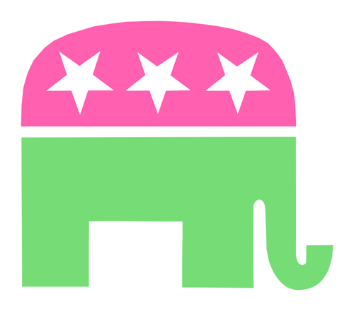 Elefante rosa y verde