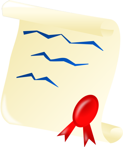 Illustration vectorielle du document de remise des diplÃ´mes avec un sceau rouge