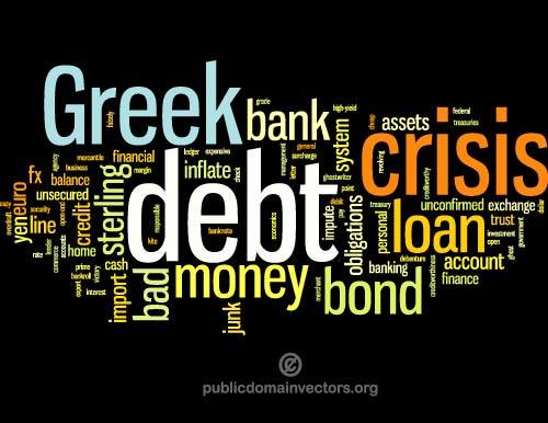 Griekse schuld crisis woord wolk vector