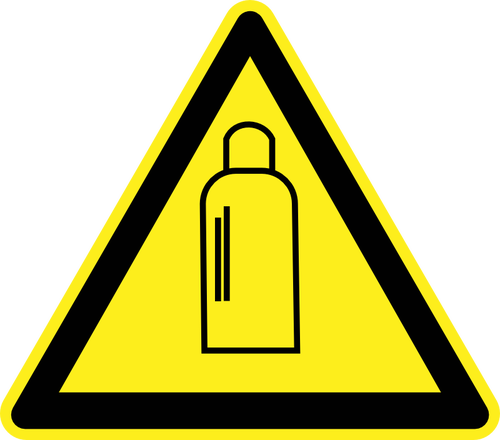 Butelka pod zagroÅ¼enie spowodowane ciÅ›nieniem ostrzeÅ¼enie obraz wektor znak