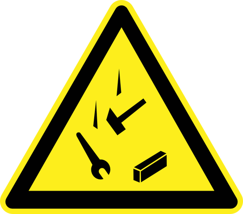 Fallande verktyg fara Varning tecken vektorbild
