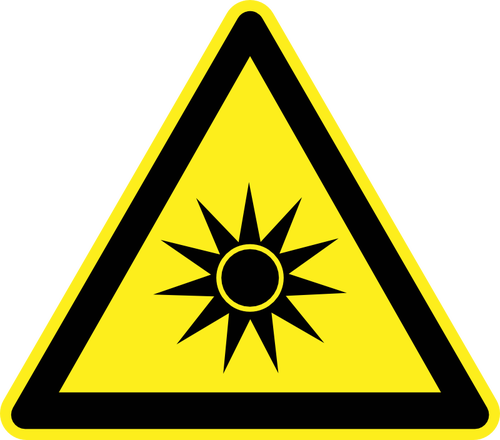 Sinal de aviso de perigo de calor forte sol vector imagem