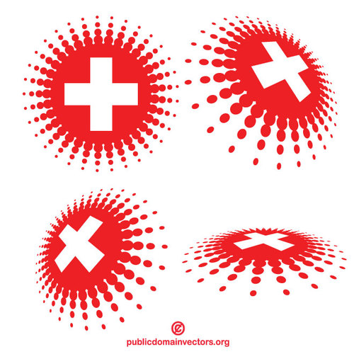 Schweizisk flagga pÃ¥ halv tons former