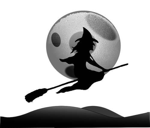 Image vectorielle silhouette de sorciÃ¨re volante