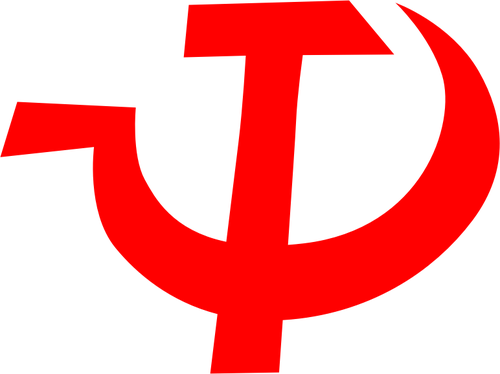 Kommunistische Zeichen der dÃ¼nnen Hammer und Sichel aufrecht Vektor-Bild