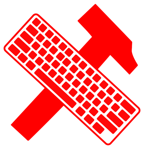 Tastatur Ã¼ber Hammer-Vektor-Bild