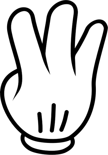 Vektor, die Ausarbeitung eines Handschuhs mit drei Fingern