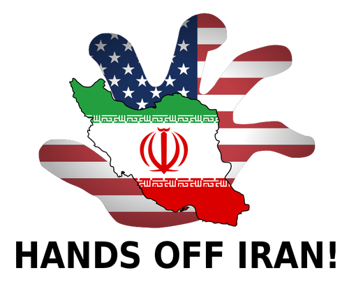 Hands Off Iran poster vector imagine