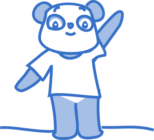 VektorovÃ½ obrÃ¡zek happy Panda kreslenÃ© postaviÄky v pastelovÄ› modrÃ©