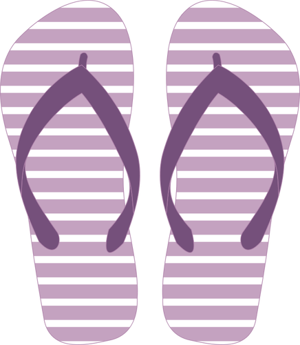 Sandal jepit dengan pola bergaris-garis vektor ilustrasi