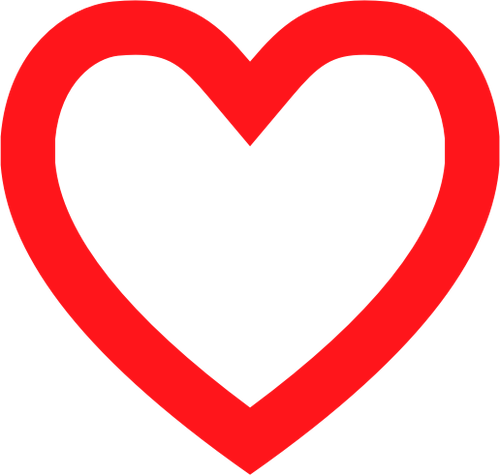 Vector bildet av et rÃ¸dt hjerte med tykk kontur